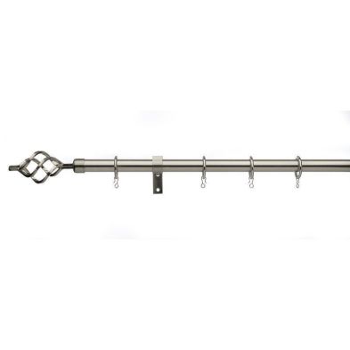 Universal Satin Steel Curtain Pole With Cage Finials 25/28mm 120-2