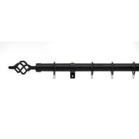 Universal Black Curtain Pole With Cage Finials 25/28mm 180-320cm
