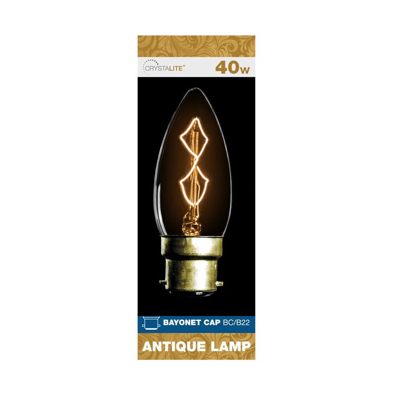 Crystalite 40w Bayonet Cap Antique Lamp Bulb (Z Shape Filament)