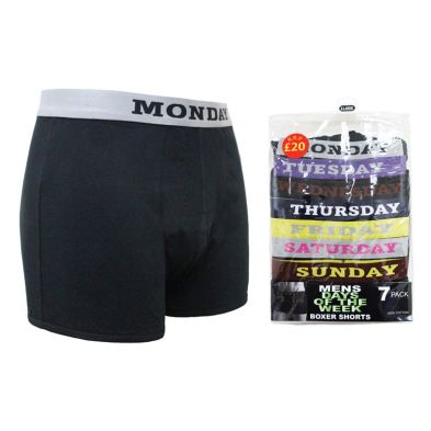 7 Pack Mens Days Of The Week Boxer Shorts - Large
