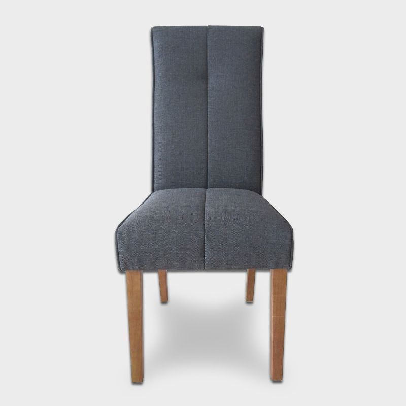 Milan Dining Chair Wood & Fabric Blue Grey