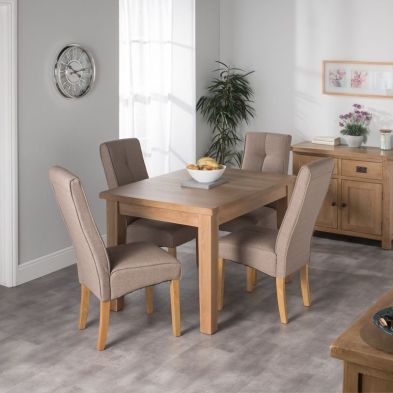Cotswold Oak Dining Table Set With 4 Brown Milan Chairs