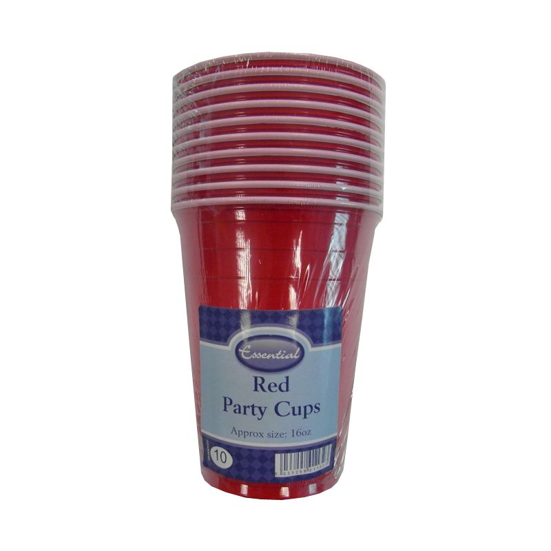 Essential Red Plastic Party Cup 16 fl oz  (10 Pack)