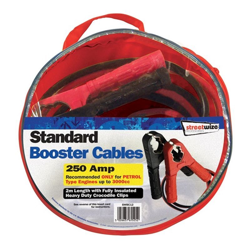 Streetwize 2 Metre Booster Cables Standard (HD 250AMP)