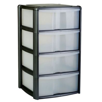 See more information about the Plastic Storage Unit 4 Drawers 127 Litres Extra Large - Clear & Black by Premier