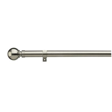 Universal Satin Steel Eyelet Curtain Pole with Ball Finials 28mm 2.4m
