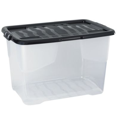 See more information about the Plastic Storage Box 65 Litres Large - Clear & Black Curve by Strata