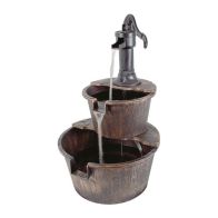 2 Tier Outdoor Barrel Fountain Water Feature