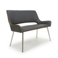See more information about the Contemporary Settee Bench Metal & Faux Leather Dark Grey - 120cm