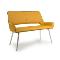 See more information about the Contemporary Settee Bench Metal & Faux Leather Yellow - 120cm