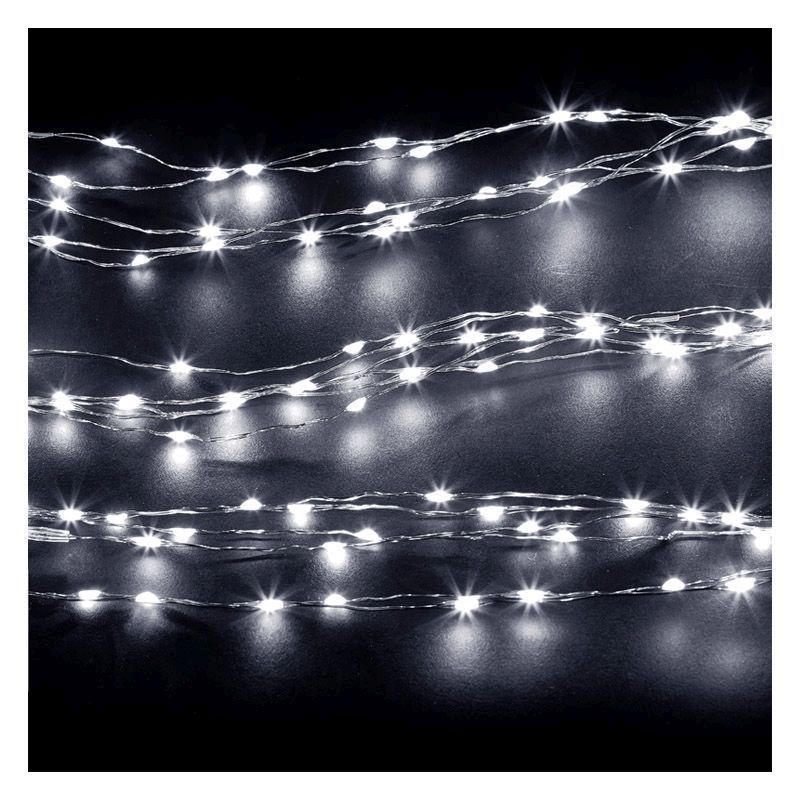 80 LED Cool White Indoor Static Fairy Lights Battery 4m