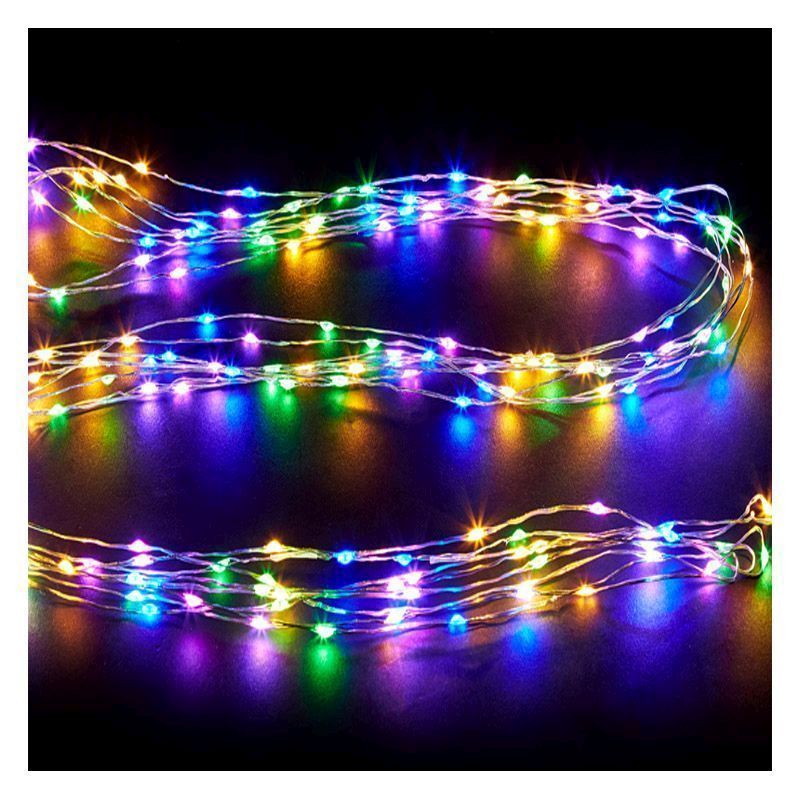 80 LED Multicoloured Indoor Static Fairy Lights Battery 4m