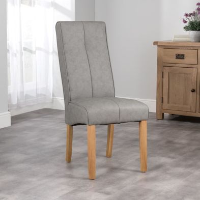 See more information about the Milan Dining Chair Wood & Faux Leather Grey