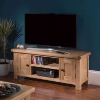 See more information about the Cotswold TV Unit Oak 2 Door 2 Shelf Large