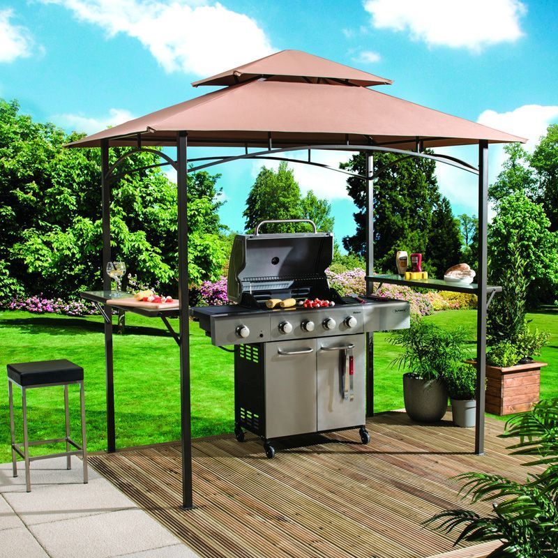 Luxury Garden BBQ Shelter by Croft 1.5 x 2.4M Doubled Vented Brown