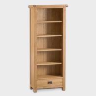 See more information about the Cotswold Oak Tall Bookcase Natural 5 Shelves 1 Drawer