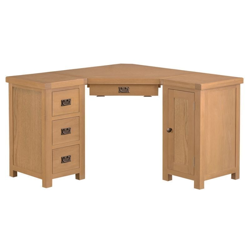 Cotswold Oak Corner Desk Natural 3 Drawers