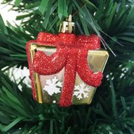 See more information about the 4 Pack of Red & Gold Parcels Christmas Tree Decorations