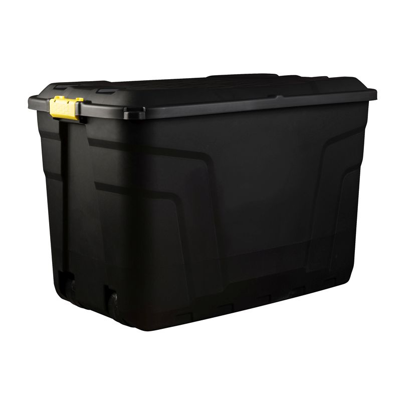 Plastic Storage Box 2 Wheels 190 Litres Extra Large - Black Heavy Duty by Strata