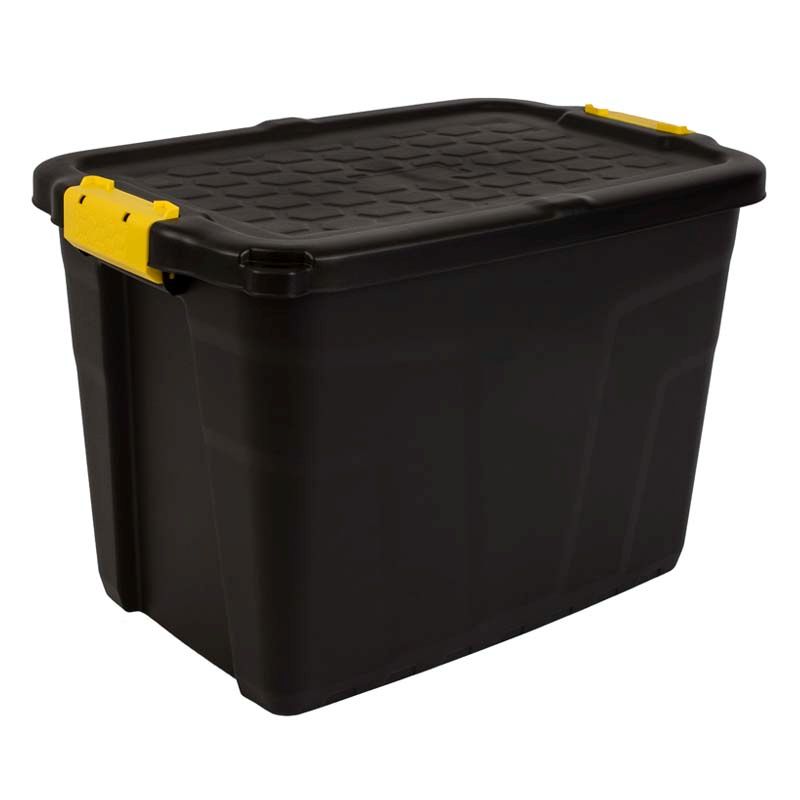 Plastic Storage Box 60 Litres Large - Black Heavy Duty by Strata