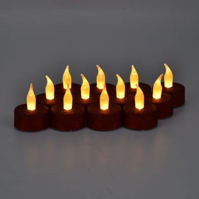 See more information about the 12 Pack of Red Glitter LED Tealights