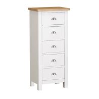 See more information about the Jasmine White 5 Drawer Narrow Chest of Drawers