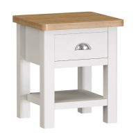 See more information about the Jasmine Side Table Oak White 1 Shelf 1 Drawer
