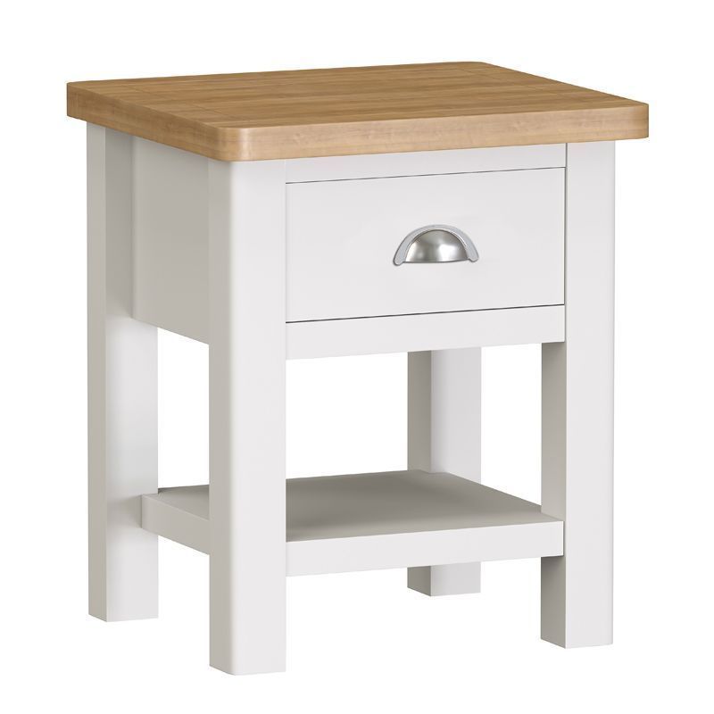Jasmine Side Table Oak White 1 Shelf 1 Drawer