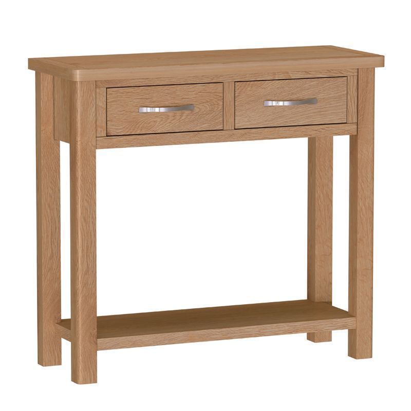 Sienna Console Table Oak Natural 1 Shelf 2 Drawers