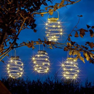 Image of 4 Pack Solar Garden Lantern Decoration Warm White LED - 21cm SpiraLight by Smart Solar