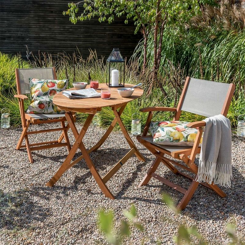 Buy St Ives Wooden Oval Garden Bistro Set 4 Chairs Brown Online At Cherry Lane