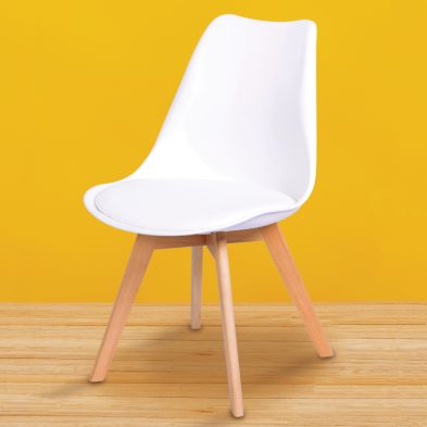 Set Of Four Malmo Dining Chairs Beech & White