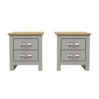 See more information about the Livingston Bedside Grey & Oak 2 Drawers - Set of 2
