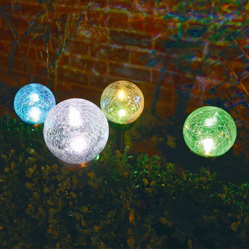 Bright Garden Solar Dual Function Crackle Ball Light - White