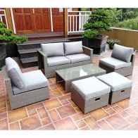 See more information about the Avignon Rattan Garden Sofa Set by Croft - 6 Seats Grey