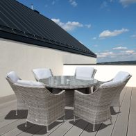 See more information about the Arles Rattan Garden Patio Dining Set by Croft - 6 Seats Grey