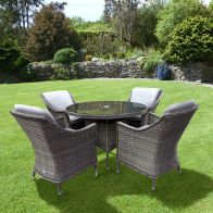 See more information about the Arles Rattan Garden Patio Dining Set by Croft - 4 Seats Grey