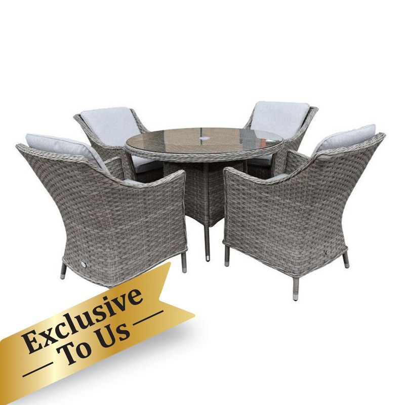 Arles Rattan Garden Patio Dining Set, Outdoor Dining Room Sets For 4