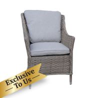 See more information about the Arles Full Round Weave Rattan Garden Dining Chair by Croft with Grey