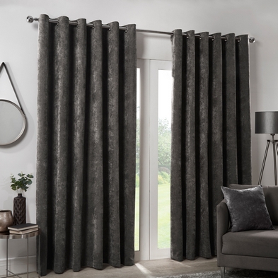 See more information about the Hamilton McBride Charcoal Italian Velvet Blackout Eyelet Curtains (46" x 54")