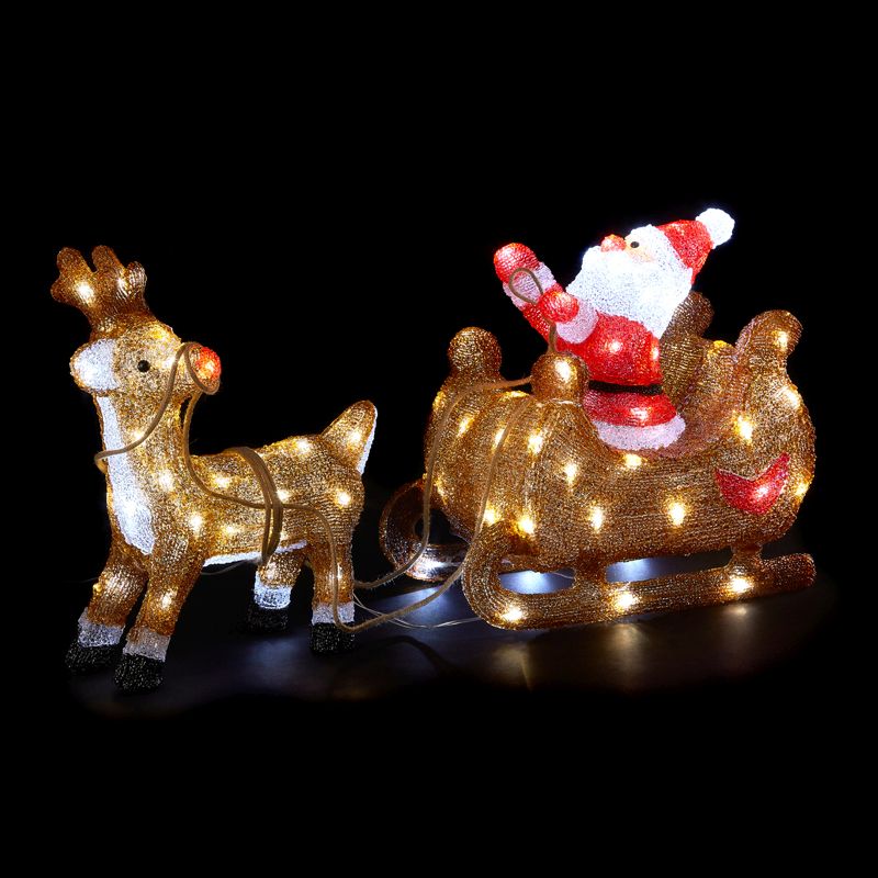 Acrylic Reindeer Santa Sleigh, Outdoor Santa Sleigh And Reindeer Uk
