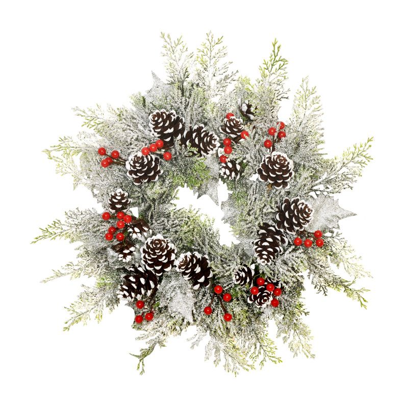 Frosted Foliage Wreath Green 35cm
