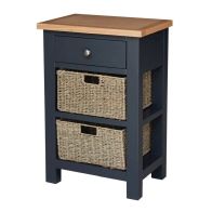 See more information about the Lucerne Oak Blue 1 Drawer Telephone Side Table - Pre-order