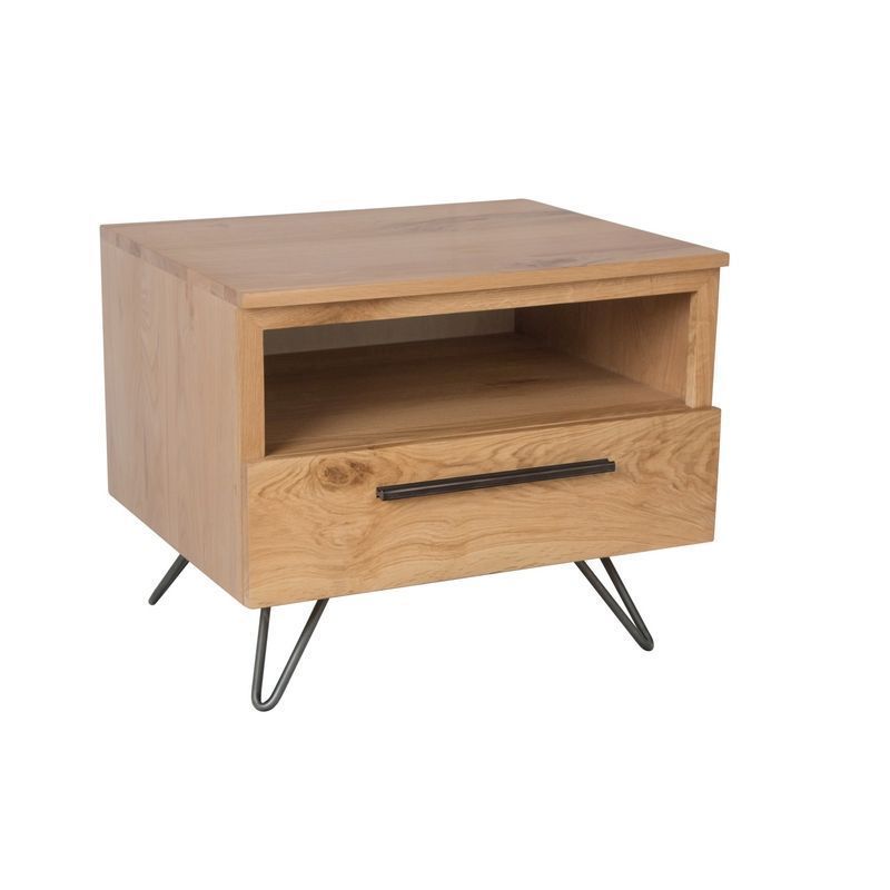 Scandi Oak Side Table Natural 1 Shelf 1 Drawer
