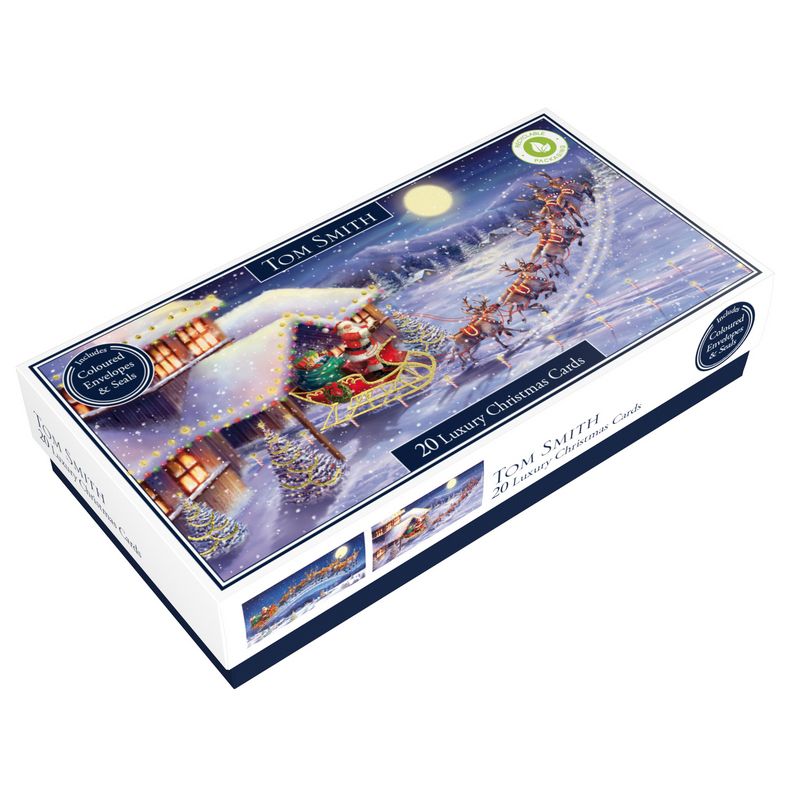 Box of 20 Luxury Slim Traditional Santa Christmas Cards