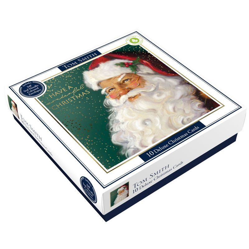 Box of 10 Deluxe Santa Christmas Cards