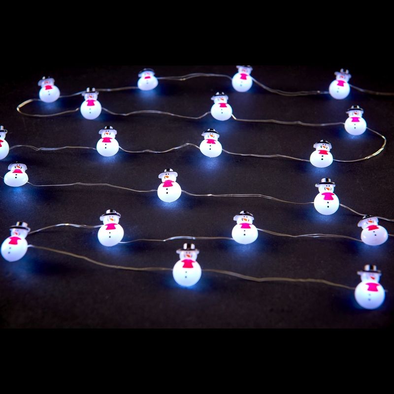 Christmas Snowmen Copper Lights - 20 White LEDs
