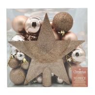 See more information about the 50 x Christmas Tree Baubles Decoration Rose Gold - Various Sizes by Christmas Inspiration