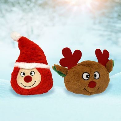 See more information about the Christmas Plush Santa Face Squeaking Dog Toy