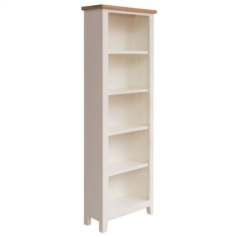 Aurora Mist Tall Bookcase Oak Light Grey 5 Shelves